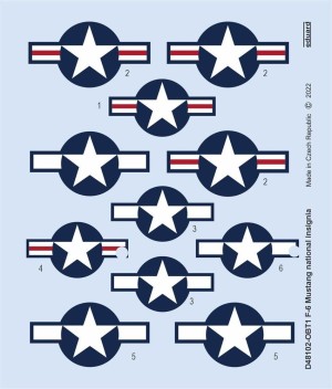 Eduard Accessories 1:48 D48102 F-6 Mustang national insignia for EDUARD