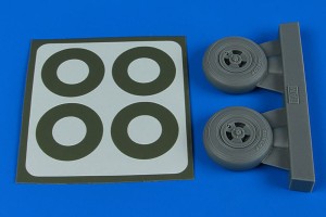 Aires 1:32 2239 Spitfire Mk.IX wheels (3-spoke) & paint masks f. Tamiya