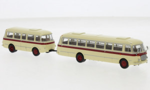 Brekina H0 1/87 58273 JZS Jelcz 043 Bus mit PA 01 beige, dunkelrot, 1964,  - NEU
