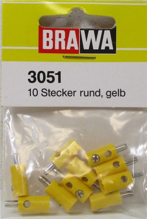 Brawa H0 3051 Stecker Querloch rund gelb 10 Stück - OVP (Z34-11g)