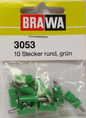 Brawa H0 3053 Stecker Querloch rund grün 10 Stück - OVP (Z34-12g)