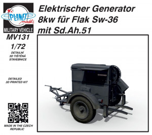 Planet Models 1:72 129-MV131 Elektrischer Generator 8kw für Flak Sw-36) mit Sd.Ah.51 1/72