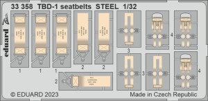 Eduard Accessories 1:32 33358 TBD-1 seatbelts STEEL 1/32 TRUMPETER