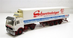 Modellauto H0 1/87 LKW Herpa MB Kühlauflieger Schweinsteiger ohne Zub.