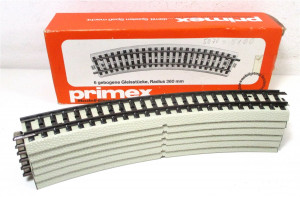 Primex H0 5072 Packung mit 6 gebogenen Gleisen R360mm, 30 Grad OVP (1940h)