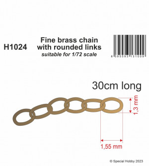CMK 1:72 Fine brass chain with rounded links - suitable for 1/72 scale