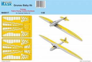 Special Hobby 1:48 100-M48017 Grunau Baby IIB Mask Canopy, Fabric Flying / Control Surfaces 1/48