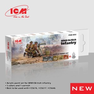 ICM  3054 Acrylic Paint Set for WWII British infantry  6 x12 ml