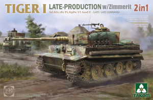 Takom 1:35 TAK2199 Tiger I Late-Production w/Zimmerit Sd.Kfz.181 Pz.Kpfw.VI Ausf.E Sd.Kfz.181 Pz.Kpfw.VI Ausf.E (Late/Late Command) 2 in 1