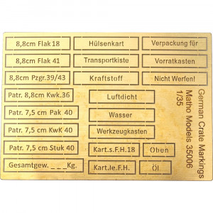 Matho Models 1:35 35006 German Crate Markings (airbrush templates) - NEU