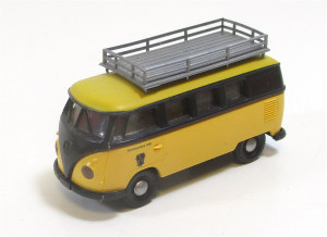 Brekina H0 1/87 VW T1 Bus schwarz gelb m. Dachträger  o.OVP