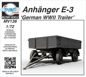 Planet Models 1:72 129-MV136 Anhänger E-3 ‘German WWII Trailer’