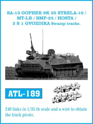 Friulmodel 1:35 ATL-189 Tracks for SA-13 GOPHER 9 K 35 STRELA-10 / MT-LB / BMP-23 / HOSTA / 2 S 1 GVODZIKA Swamp tracks.