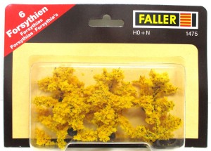 Faller H0/N  1475 6 Forsythien gelb, farbig belaubt - OVP (4640k)