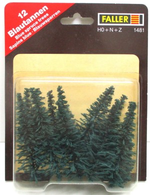 Faller H0/N  1481  12 Blautannen, blugrün, farbig belaubt - OVP (4638k)