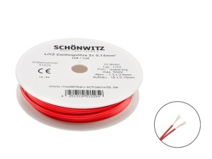 10m LIYZ Doppellitze Zwillingslitze 2x 0,14mm²  rot