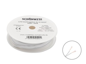 10m LIYZ Doppellitze Zwillingslitze 2x 0,14mm²  weiß