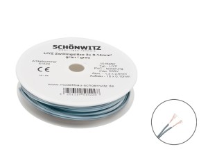 10m LIYZ Doppellitze Zwillingslitze 2x 0,14mm²  grau
