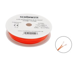 10m LIYZ Doppellitze Zwillingslitze 2x 0,14mm²  orange
