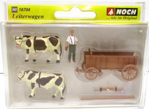 Spur H0 Noch 16704 Figuren Leiterwagen mit Bullen OVP (A11-2)