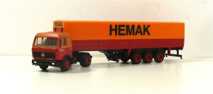 Spur H0 Herpa LKW MB Sattelzug Pritsche/Plane Hemak (0647C)