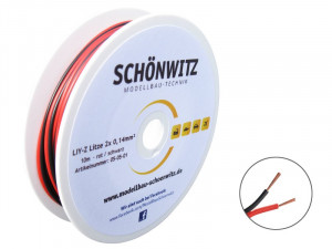 Schönwitz 50148 10m LIYZ Zwillingslitze 2x 0,14mm² rot / schwarz - NEU