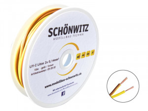 Schönwitz 50217 10m LIYZ Zwillingslitze 2x 0,14mm² gelb / braun - NEU