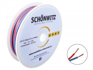 Schönwitz 05-05-03 10m Zwillingslitze 2x 0,14mm² rot/blau (0,55€/1m)