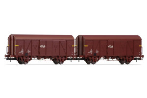 Rivarossi H0 HR6431 NS, 2-tlg. Set gedeckte Güterwagen Gs in brauner Lackierung, "van Gend and Loos", Epoche IV