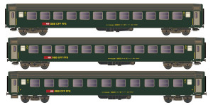Kato N K23012 3er Set RIC Personenwagen Bm, 2.Kl. SBB, Ep.IV-V - NEU