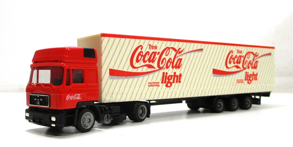 Modellauto H0 LKW Albedo MAN Sattelzug Schiebeplane Coca-Cola